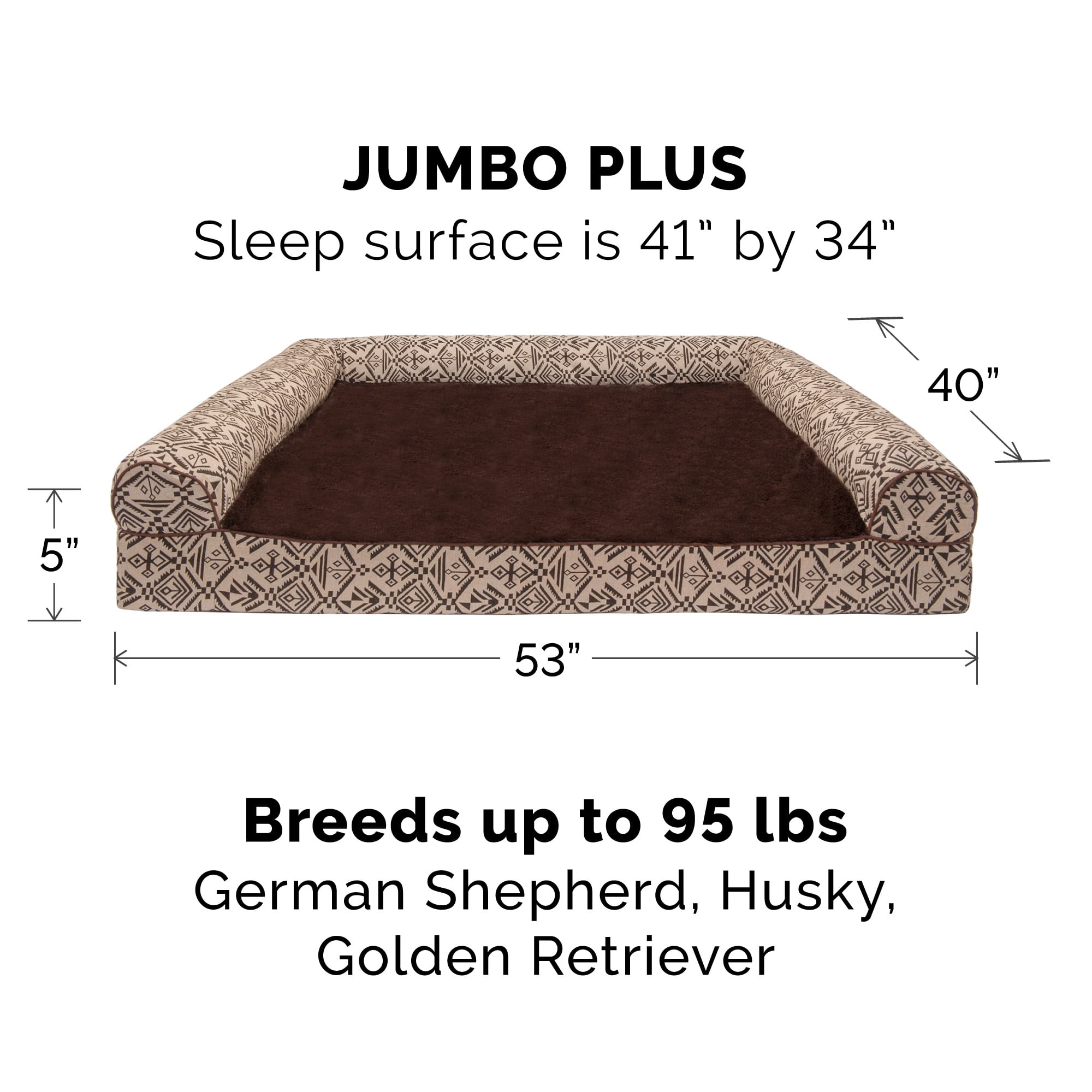 FurHaven Southwest Kilim Orthopedic Sofa Pet Bed for Dogs & Cats - Desert Brown, Jumbo Plus