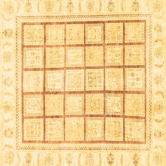 Ahgly Company Indoor Square Abstract Brown Modern Area Rugs, 8' Square