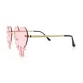 thumbnail image 5 of Rhinestone Studded Rimless Melting Heart Valentine Hippie Sunglasses Gold - Pink, 5 of 8