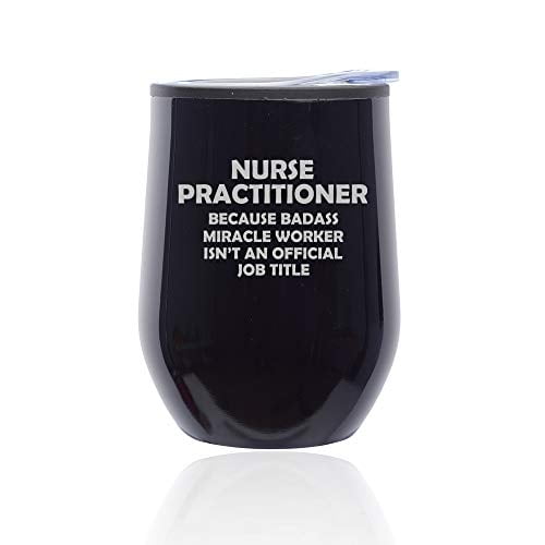Stemless Wine Tumbler Coffee Travel Mug Glass Cup w/ Lid NP Nurse Practitioner 