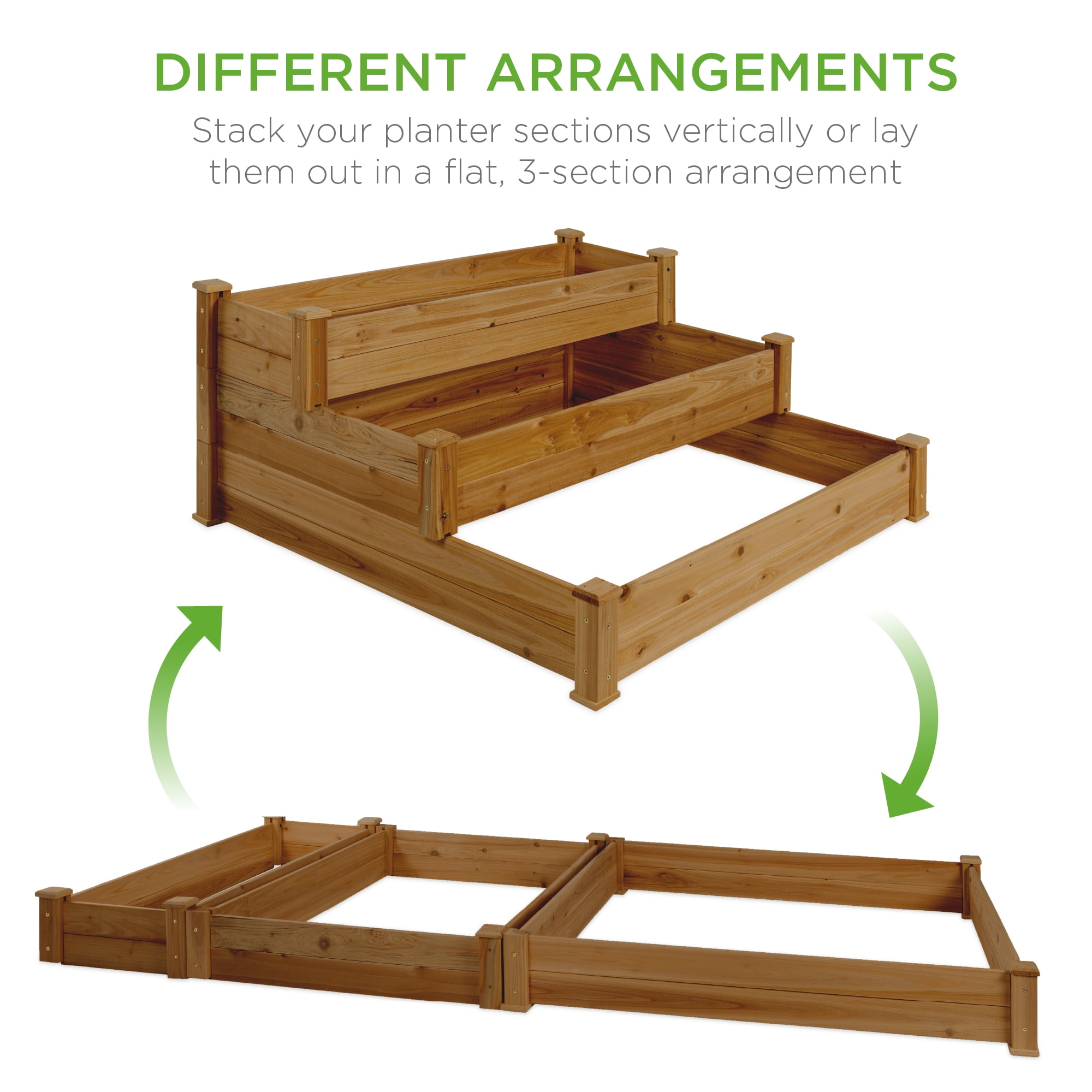 Best Choice Products 3-Tier Fir Wood Raised Garden Bed Planter for Plants, Vegetables, Outdoor Gardening - Acorn Brown