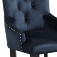 thumbnail image 3 of Set of 1 Velvet Side Chair, Wood Dining Chairs, Wooden Arm Kitchen Chairs with Solid Rubber Wood Legs, Farmhouse Style High Back Dining Room Chairs (Blue), 3 of 6
