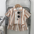 thumbnail image 2 of Xudanell Little & Big Boys Summer Short Hawaiian Outfits Button Down Shirt + Shorts for 3-10T Kids Boy (Coffee, 6-12 Months), 2 of 4