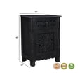 thumbnail image 4 of Taran Designs Monte 3-piece Floral Carved Solid Wood Bedroom Set in Black, 4 of 6