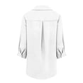 thumbnail image 3 of Womens 3/4 Sleeve Tops V Neck Cotton Linen Lightweight Casual Lapel Collared Shirts for Women with Button Cuffs (2XL, White), 3 of 6