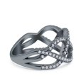 thumbnail image 2 of Black Tone, Simulated Cubic Zirconia Size-8 Weave Infinity Half Eternity Petite Ring Wedding Engagement Band 925 Sterling Silver, 2 of 7