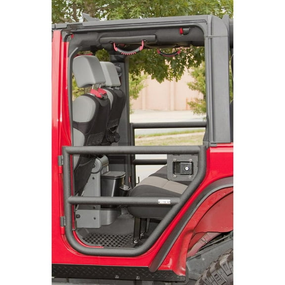 Rugged Ridge 11509.11 Tube Doors, Rear, Textured Black; 07-18 Jeep Wrangler JKU
