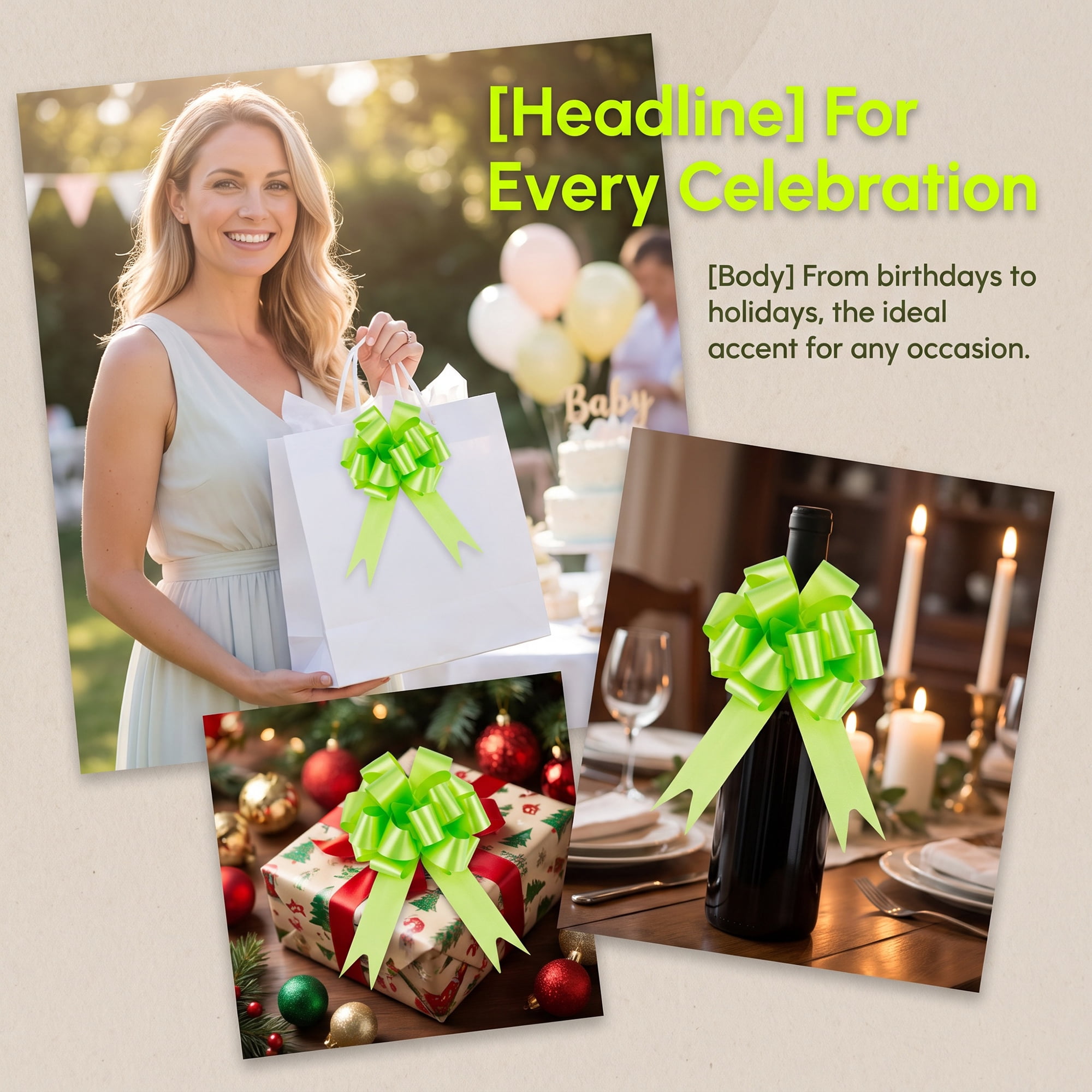 Unique Bargains Crush-Resistant Metallic Bows for Gift Wrapping and Decoration Light Green