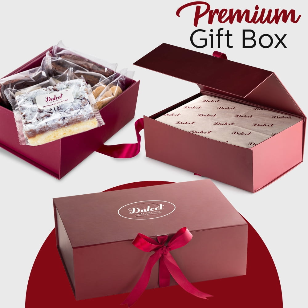 Dulcet Gift Baskets Mini Fluted Glazed Cakes with Whoopie Pie Signature Gift Basket Box