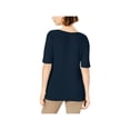 thumbnail image 2 of CHARTER CLUB $24 Womens New Navy Boat Neck Short Sleeve Casual Top L B+B, 2 of 2