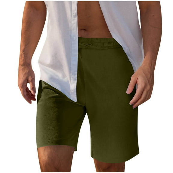 HAPIMO Men's Shorts Elastic Waist Drawstring Breathable Comfy Shorts for Beach Vacation Solid Color Lightweight Relaxed Fit Casual Outings Sports Shorts Army Green X-Large