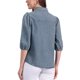 thumbnail image 3 of Camisa de mezclilla INSPIRE CHIC para mujer con mangas abullonadas 3/4, cuello y botones, en color gris azul, 3 of 6