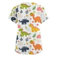 thumbnail image 5 of SAATLERI Women's Scrubs Fashion Short Sleeve V-Neck Funny Graphic Print Women's Scrubs Healthcare Top Plus Size Scrub Shirts with Pockets, 5 of 5
