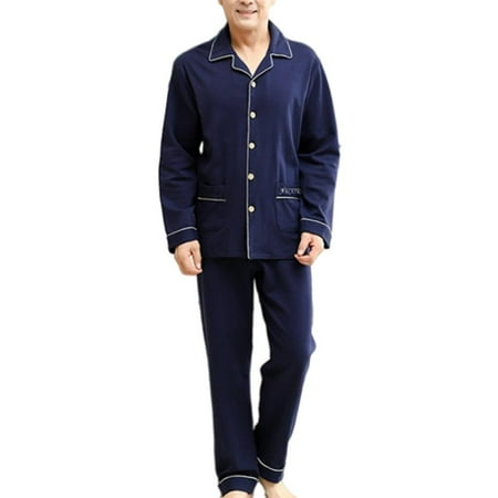 

2Pcs Cotton Pajamas Long-Sleeved Button-Down Warm Loungewear Trousers Sleepwear Night Shirts Pajama Set for