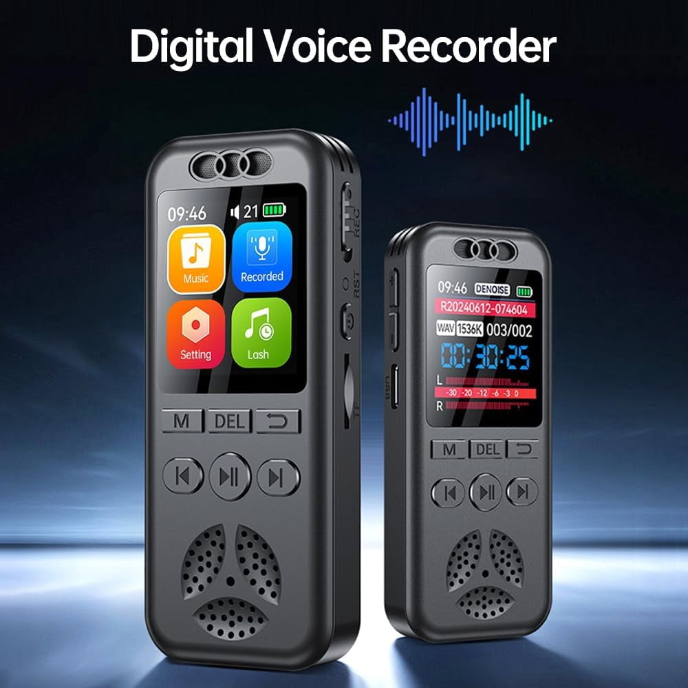 Digital Voice Recorder, 64GB Voice Activated Recording MP3 Player with Playback, Noise Reduction, 280hrs Recording Files Device, Support Password, Dictaphone Recorder for Lectures/Classes/Interview