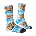 thumbnail image 3 of Uemuo Animals on Noah's Ark Floating Pattern Women's Crew Socks, Soft Durable Breathable Moisture-Wicking with Odor Control Cotton socks, 3 of 9