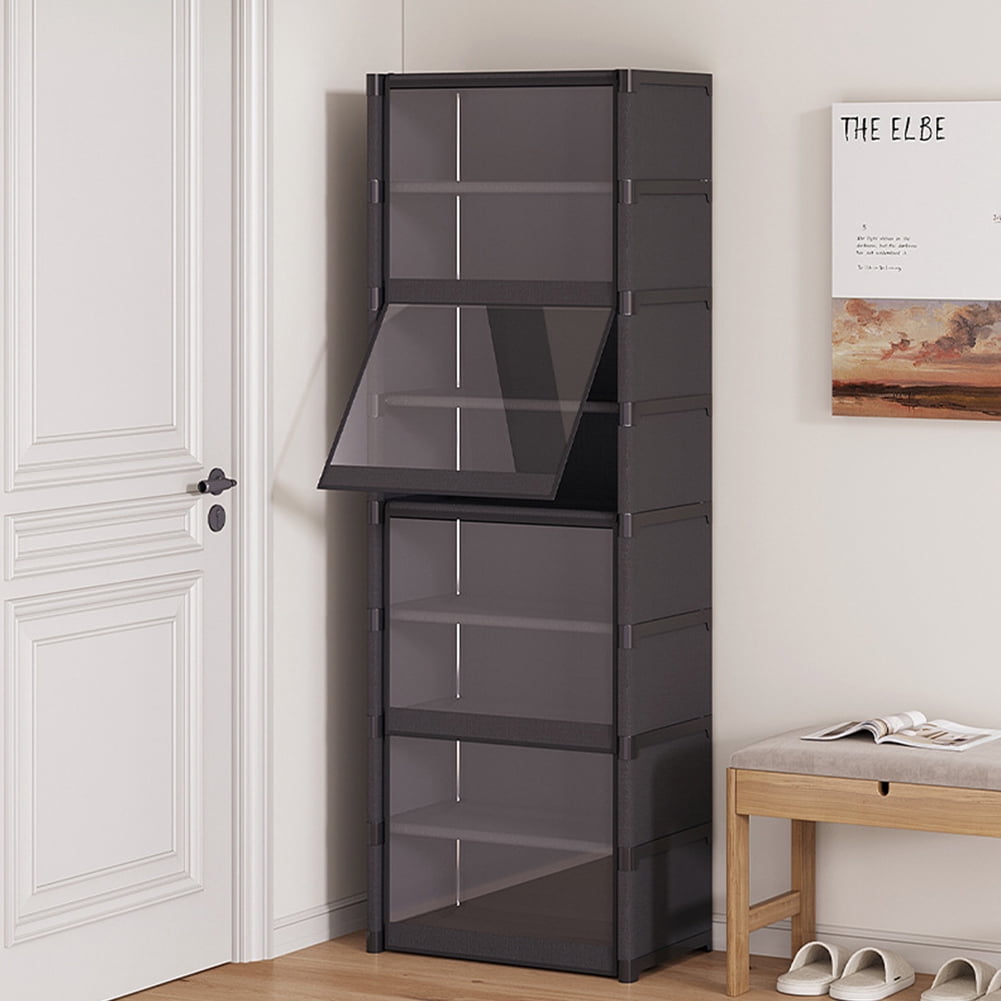 Yucurem Portable Shoe Rack with Covers, 9 Tiers Tall Shoe Rack Organizer, Large Capacity Dustproof Shoe Cabinet Closet, Entryway, Dorm, Bedroom & Hallway, 16.54x11.81x54.72inch