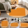 thumbnail image 6 of Orange Greek Key Large Area Rugs for Bedroom Living Room, Soft Non Slip Carpet Bedside Rug, White Greece Ancient Farmhouse Geo Round Floor Cover Kitchen Accent Rug 4' for Dining Room/Office, 6 of 9
