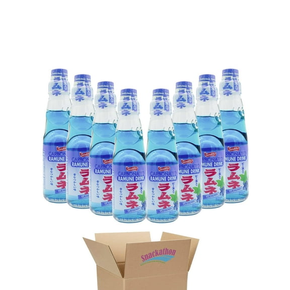 Shirakiku Ramune Japanese Soda, Blueberry, 6.76 Fluid Ounce, Pack of 8
