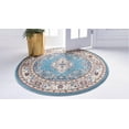 thumbnail image 4 of Rugs.com Rabia Collection Rug – 5' Round Blue Low Rug Perfect For Kitchens, Dining Rooms, 4 of 9