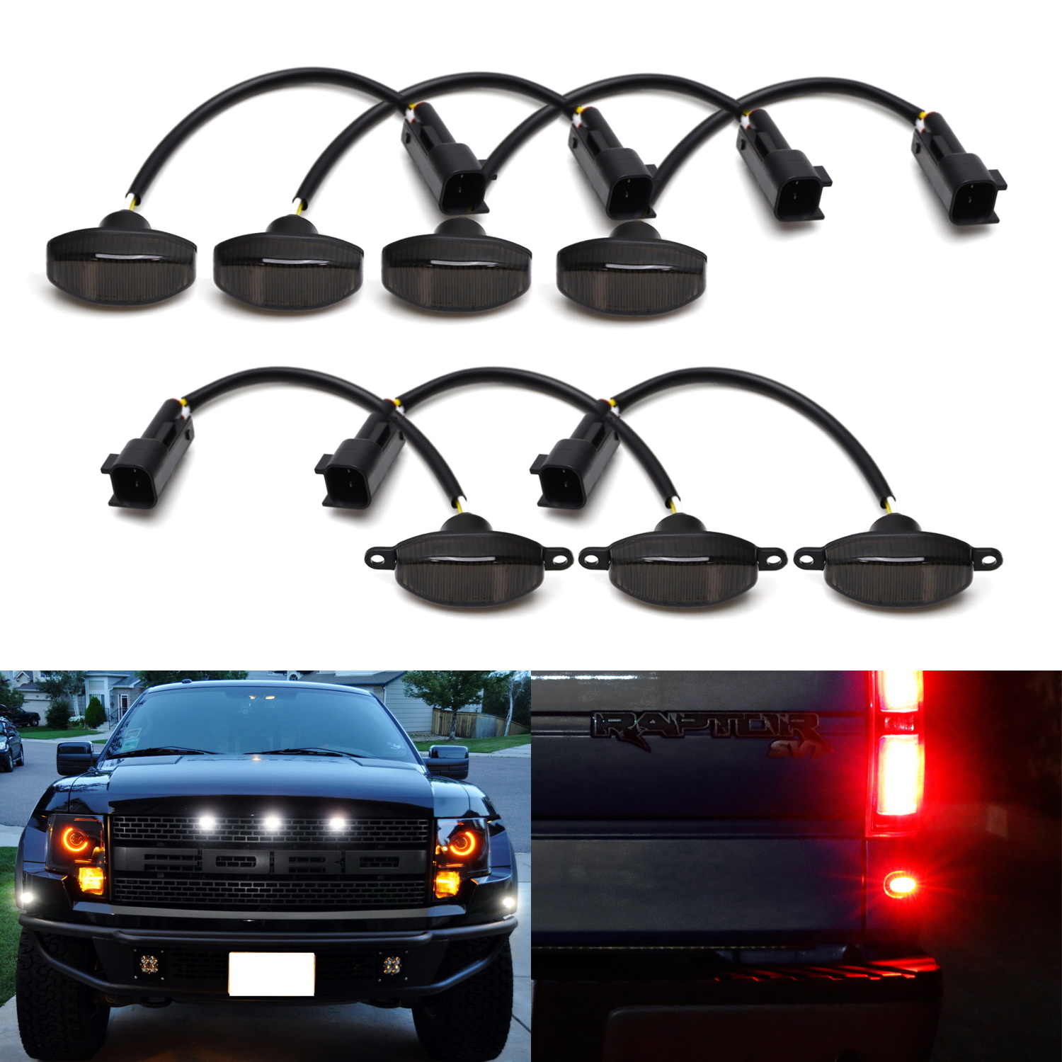 3pcs Front Grille Led Running Lights for 2010 2011 2012 2013 2014 Ford F150 Raptor NSLUMO White LED Front Grille Daytime Lights Assembly Direct Fit for OEM Grill Markers Smoke Lens 3pcs Front Grille Led Running Lights for 2010 2011 2012 2013 2014 Ford F150 Raptor NSLUMO White LED Front Grille Daytime Lights Assembly Direct Fit for OEM Grill Markers Smoke Lens
