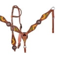 thumbnail image 4 of Showman Painted Sunflower Headstall & Breast Collar Set w/ Multi-Colored Metallic Inlay, 4 of 4