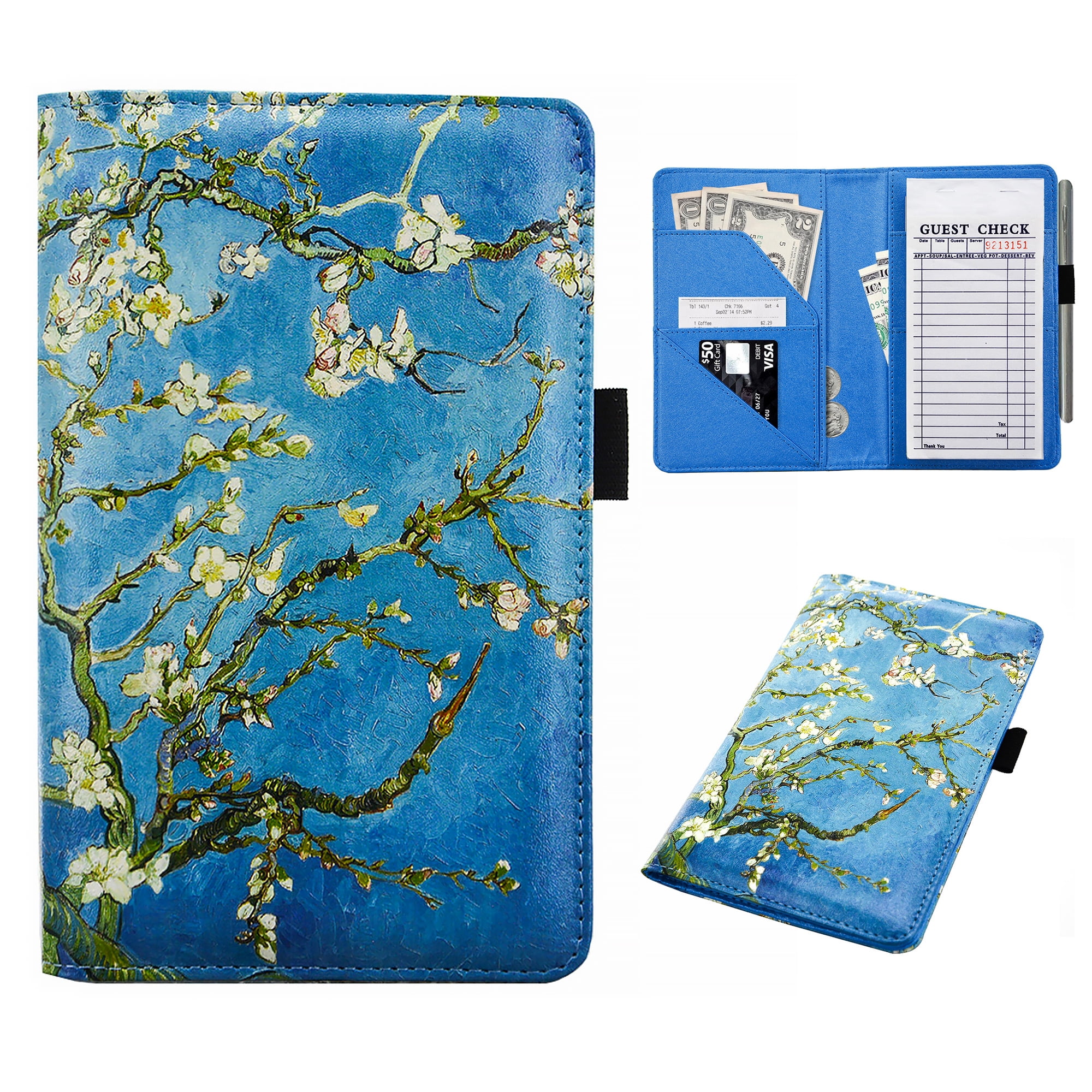 Green Server Book for Waitress, Waiter Serving Book Checkbook Wallet