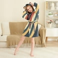 thumbnail image 3 of FORMRS Niños Bathrobe Unisex Hooded Robe Soft Plush Pajamas Sleepwear, Size 2-3T, Beige Stripes, 3 of 7