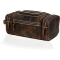 thumbnail image 3 of RUZIOON Genuine Leather Toiletry Bag for Men - Extra Large Leather Men's Toiletry Bag for Traveling Hanging, Real Leather Dopp Kit for Men Leather Shaving Bag for Travel, 3 of 7