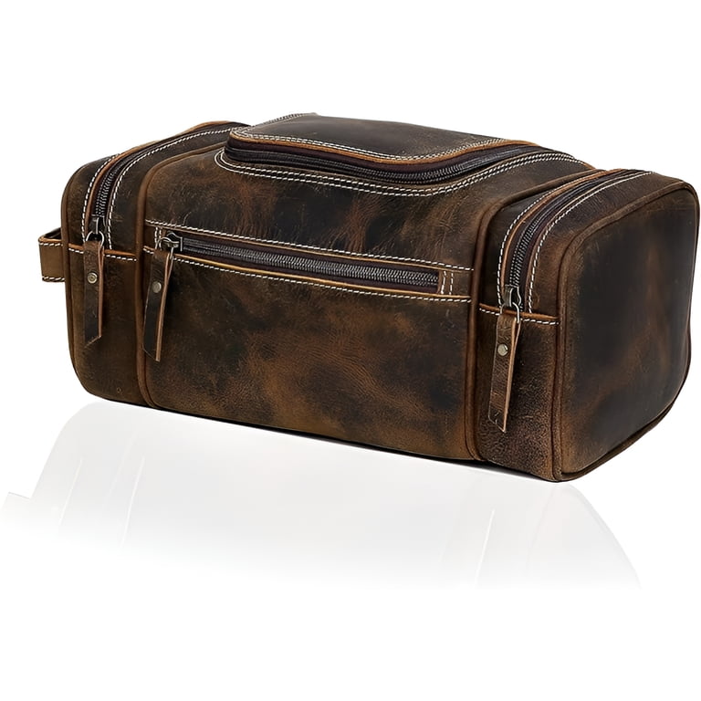 genuine leather toiletry travel bag men NomadCraftsCo. Premium for and Women, King-Size Dopp Kit with Waterproof Lining, Mens Toiletry Travel Bag : Beauty & Personal Care resistant lining provides added protection HLC Leather Toiletry Bag for