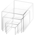 thumbnail image 3 of findTop Set de 4 elevadores de acrílico transparente, soporte de producto transparente, estante elevador de joyería, soporte de exhibición de postres, soporte de exhibición de dulces de 3 a 6 pulgadas, 3 of 5