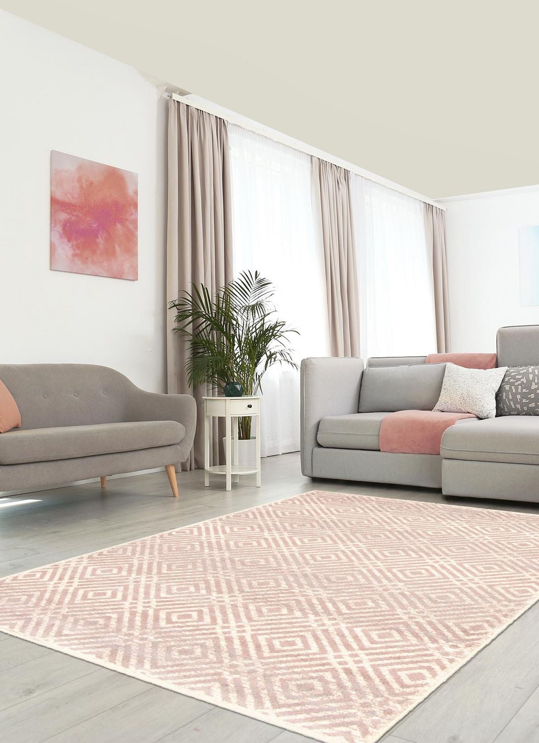 ECARPET Area Rug for Living Room, Geometric Indoor Carpet Ember Collection