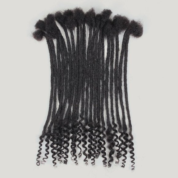 Sangtok 10 inch Loc Extensions Human Hair Curly Ends, 40 Strands Real Human Hair Dreads Extensions for Man/Women Full Head Handmade Dreadlocks