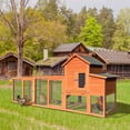 thumbnail image 2 of Pefilos 112" Large Rabbit Hutch Outdoor Wood Chicken Coop, Hen House with Nest Box, Wire Fence Poultry Cage, Orange, 2 of 8