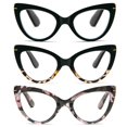thumbnail image 1 of Gafas de lectura DXYXYO de gran tamaño con forma de ojo de gato, antiazules 1.5, paquete de 3, 1 of 6