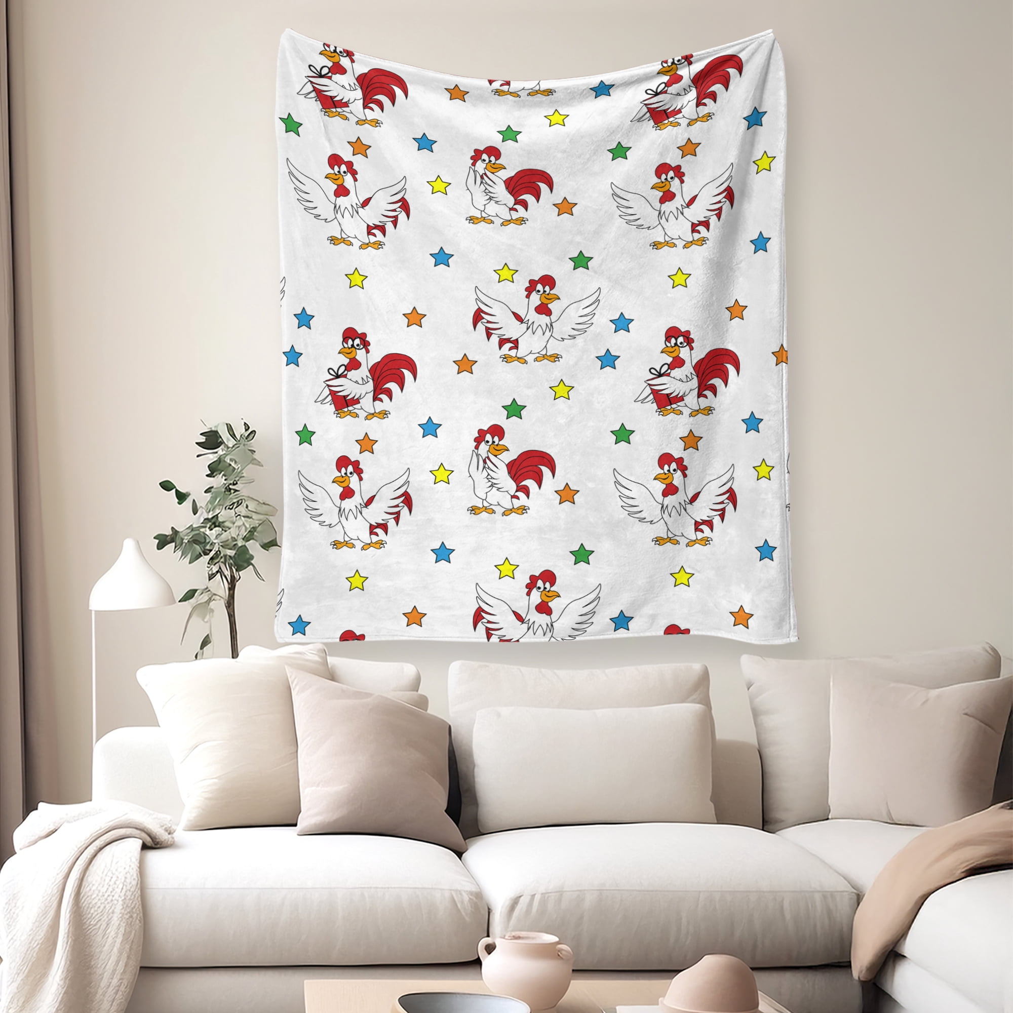 Flannel Fleece Twin Blanket, Soft Large Twin Blanket, Lightweight Cozy Plush Twin Blanket Fit Sofa Bed, 60"x80", Rooster