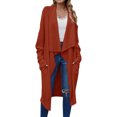 thumbnail image 1 of Gabardina para Mujer Gibobby Suéter cárdigan de punto largo con parte delantera abierta sólida Rojo XL, 1 of 5