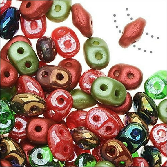 SuperDuo, Czech Glass 2-Hole Seed Beads 5.5x2.5mm, Poppy Fields Mix, 22 Grams,