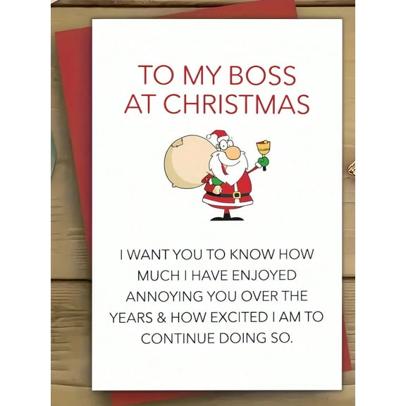 Funny Christmas Card for Boss – "To My Boss at Christmas" – Humorous Santa Design – Perfect for Holiday Greetings and Gift Giving