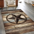 thumbnail image 3 of Rectangle Area Rugs 3 x 5 Ft, Western Texas Star Retro Non-Slip Residential Carpet, Rustic Farmhouse Wooden Brown Indoor Crawling Mats Runner Rugs for Living Room/Dining Room/Bedroom, 3 of 9