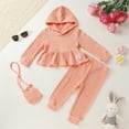 thumbnail image 2 of Happy Town Toddler Girl Sweatsuits Pullover Hoodie Shirt Long Pants With Bag Fall Winter Outfit for Girl 1-5T, 2 of 9