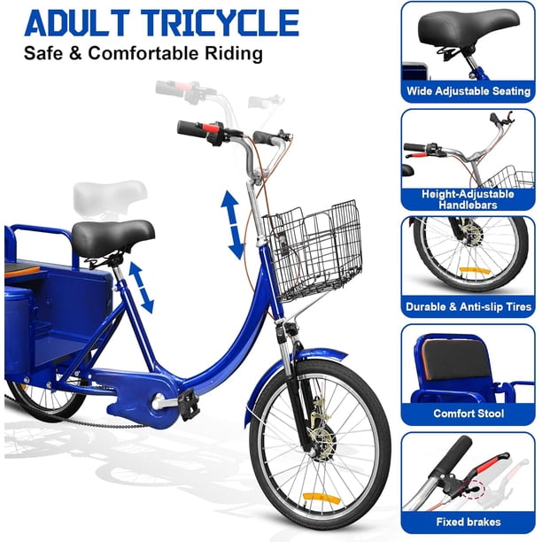 3 wheel bicycle for adults for sale near me EOYOBIKE Adult Folding Tricycle, 7-Speed 3-Wheel Cruiser Bike with Low Step-Through Frame, Large Rear Basket, Adjustable Seat, 20/24/26 Inch Options (Frosted Blue, 20 Inch) : Sports & Outdoors wheel bicycle designed for adults seeking stability Akaber Adult Tricycle, 20 Inch