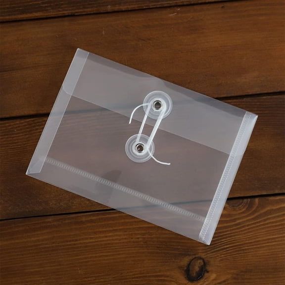 A6 Transparent File Bag with Button Closure - String Tie Archive Bag for Documents, Clear Plastic Folder with Wound Wires Document Storage