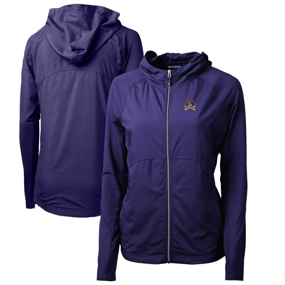 Women's Cutter & Buck Purple ECU Pirates Adapt Eco Knit Full-Zip Hoodie