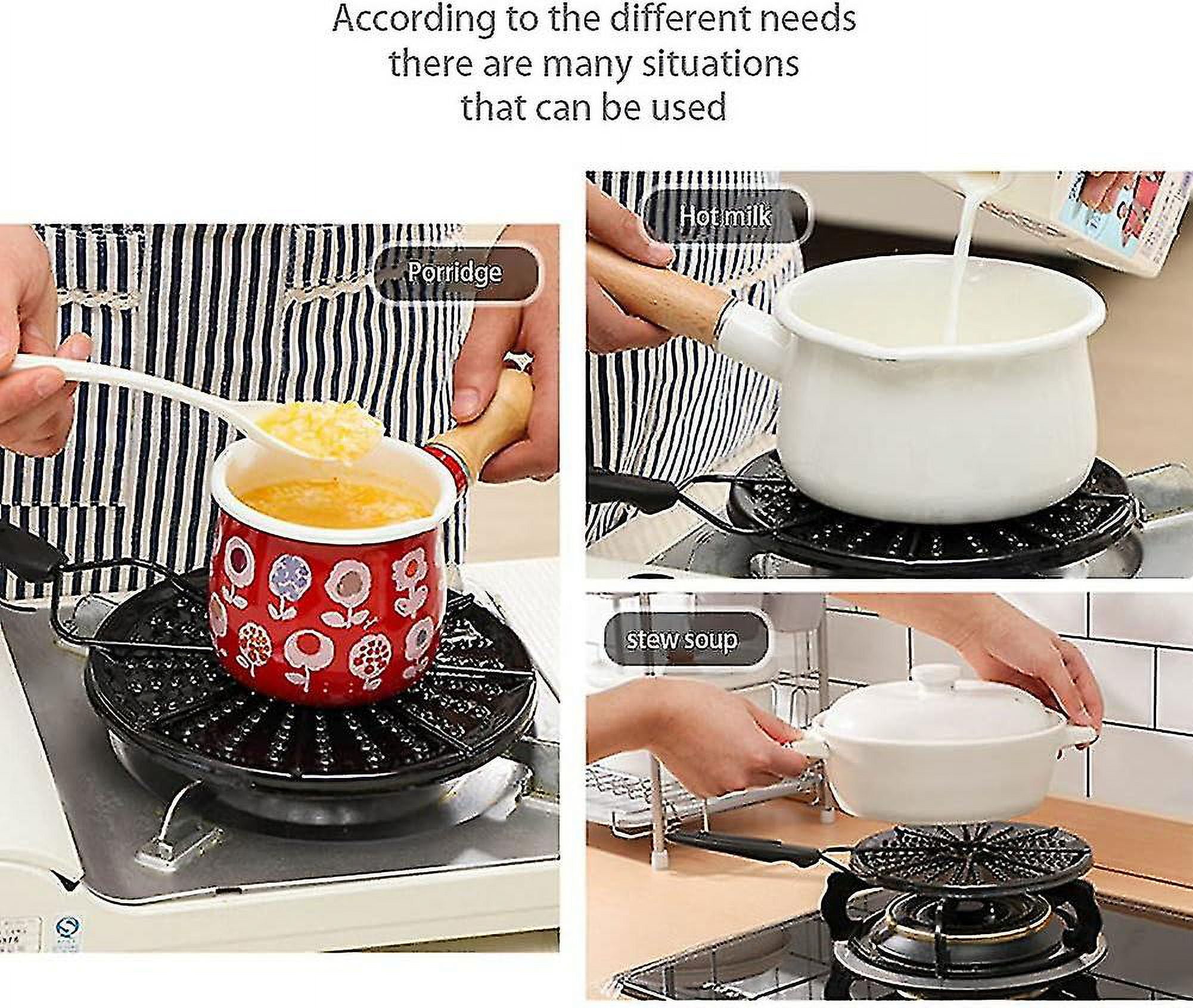 Heat Diffuser for Gas Stove Induction Hob Enamel Heat Spreader Plate with Handle Black
