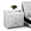 US Pride Furniture Dorian White Faux Leather Contemporary Nightstand
