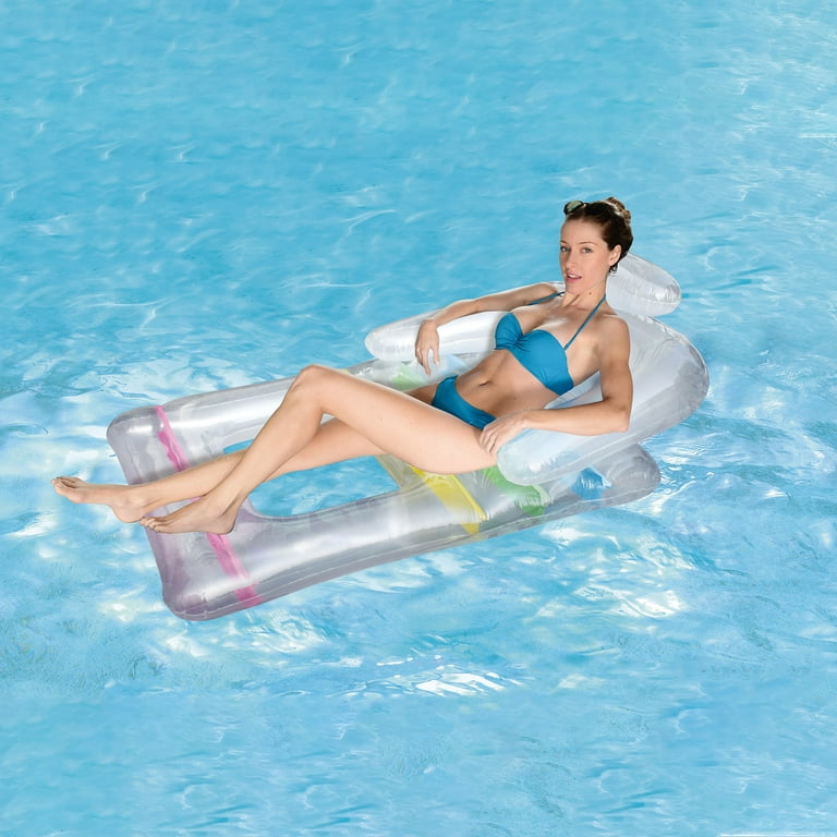 Northlight 62 Clear Inflatable Swimming Pool Float Lounger with Backrest