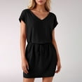 thumbnail image 2 of HXWCHs Women's V Neck Casual Summer T Shirt and Short Skirt Street Style Outfit Set XL Black, 2 of 7