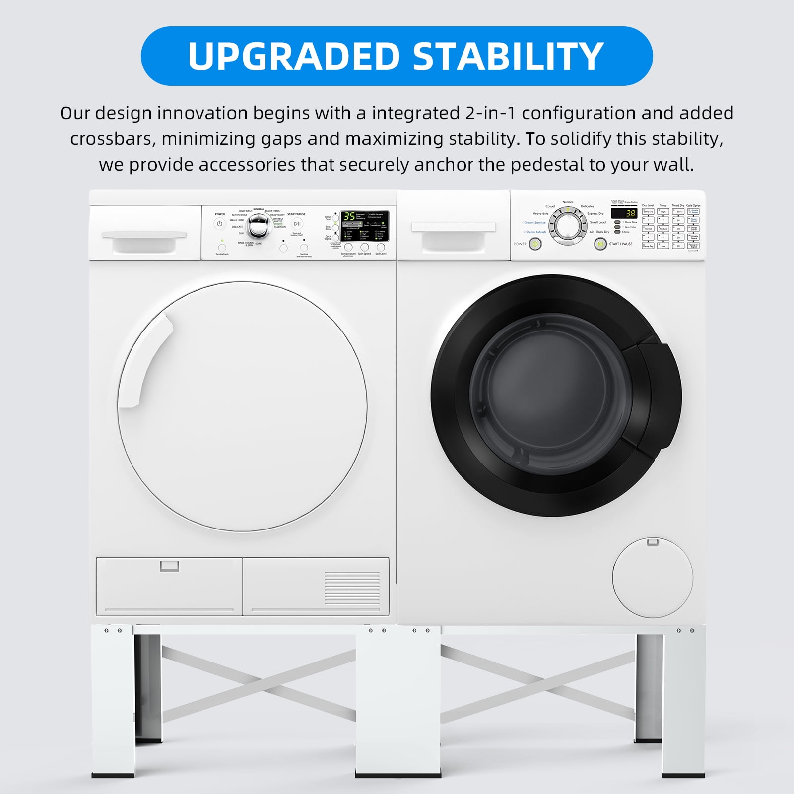 2-in-1 Upgraded Design Wash Dryer Pedestals 29" Matalde Laundry Pedestal Heavy Duty, Washer and Dryer Stand, White