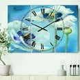 thumbnail image 3 of Designart 'Handpainted White Flower on Blue I' Farmhouse Wall Clock, 3 of 3